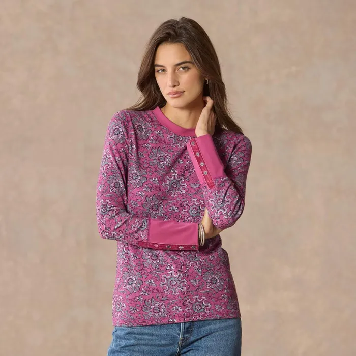 Women Meadow Mist Thermal Raspberry Sundance Catalog Tops