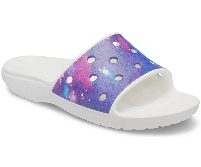 WomenMen Classic Crocs Out Of This World Slide White Purple Crocs Sandals