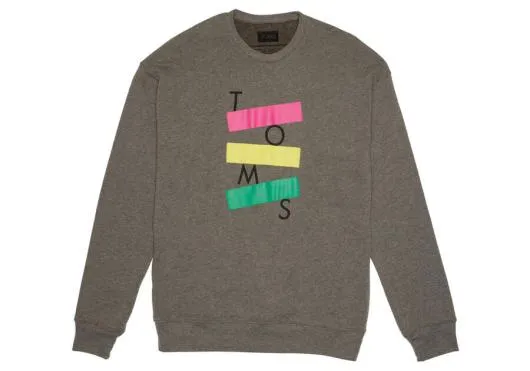 WomenMen TOMS Fleece Crewneck Sweatshirt Dark Heather Grey TOMS Sweatshirts