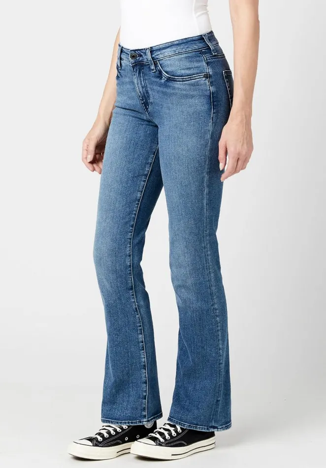 Women Mid Rise Bootcut Queen Stonewashed Jeans Indigo Buffalo David Bitton Flare and Bootcut