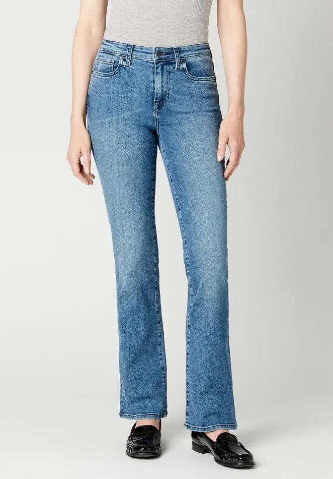Women Mid Rise Bootcut Queen Stonewashed Jeans Indigo Buffalo David Bitton Flare and Bootcut