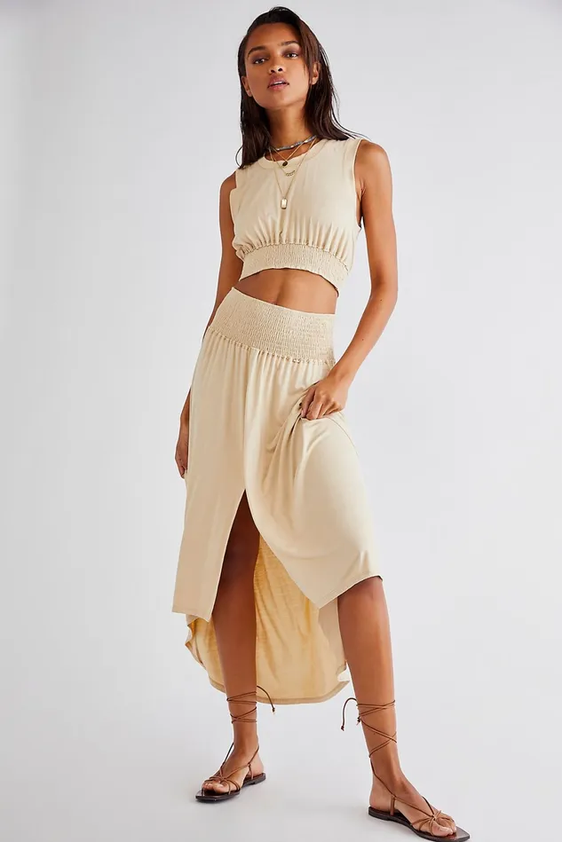 Women Midi Dresses Free People Morningside Set Beige