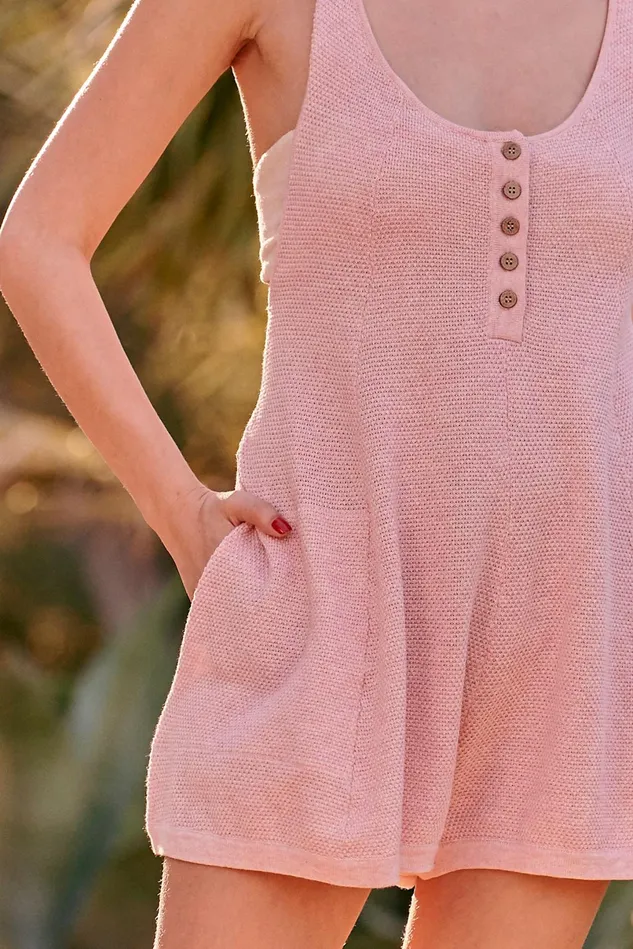 Women Mini Dresses Free People Hailee Sweater Romper Dreamy Pink