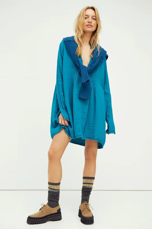 Women Mini Dresses Free People Yoko Tunic Peacock