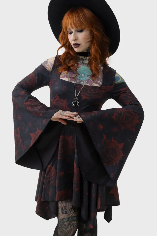 Women Mini Killstar Blood Rose Mini Dress