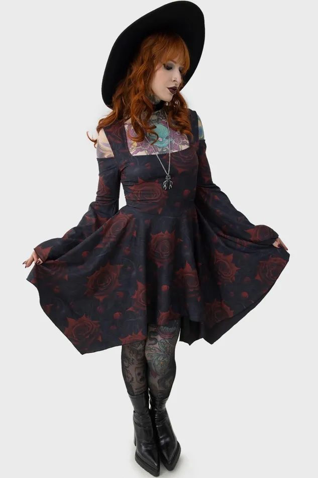 Women Mini Killstar Blood Rose Mini Dress