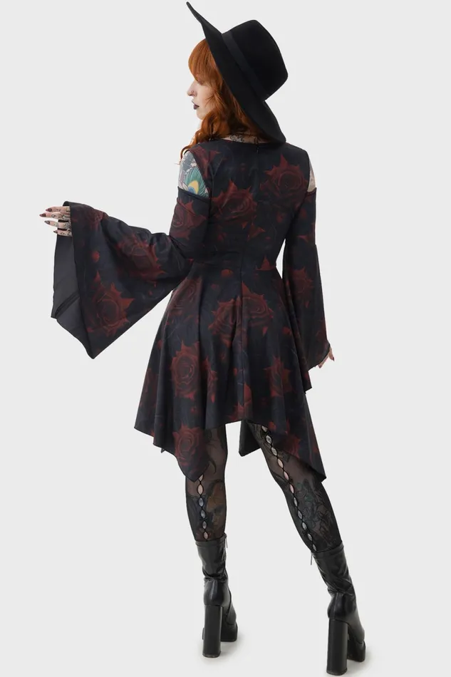 Women Mini Killstar Blood Rose Mini Dress
