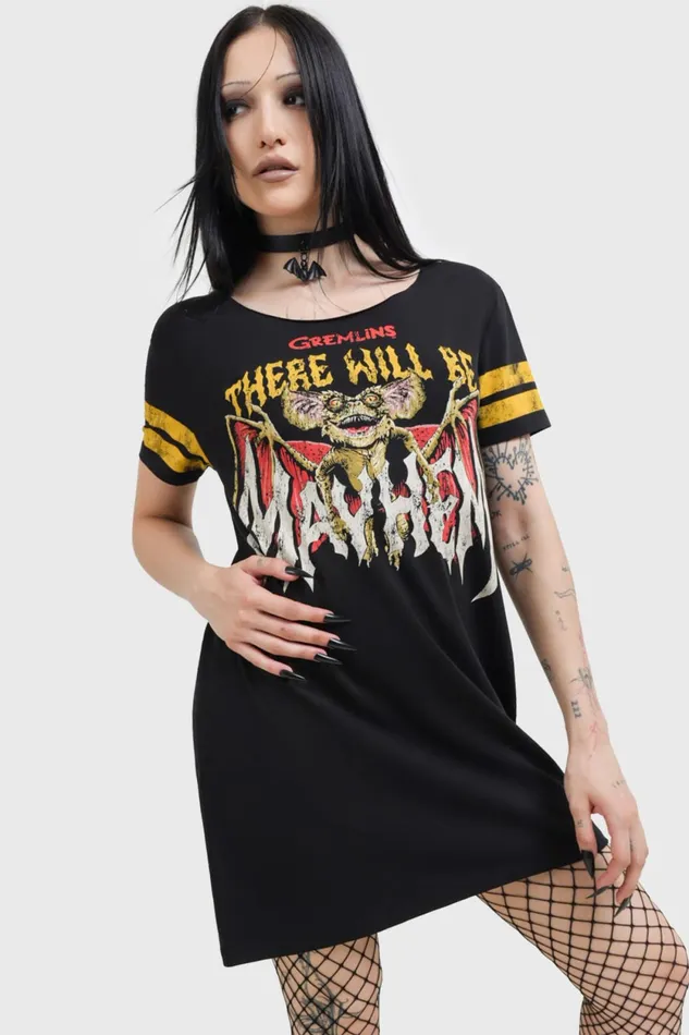 Women Mini Killstar Trouble Maker TShirt Dress
