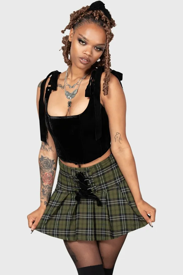 Women Mini Skirts Killstar Dark Canopy Pleated Skirt