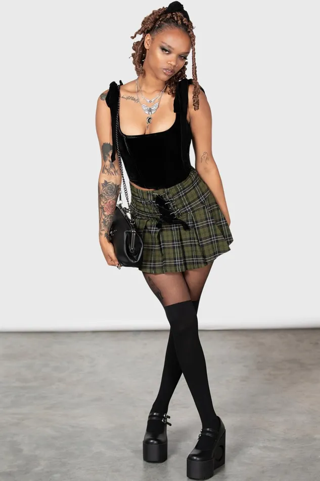 Women Mini Skirts Killstar Dark Canopy Pleated Skirt