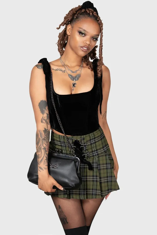 Women Mini Skirts Killstar Dark Canopy Pleated Skirt