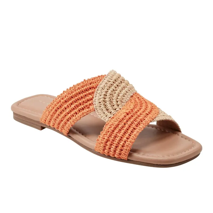 Women Navie Flat Sandal Orange Raffia Marc Fisher Sandals