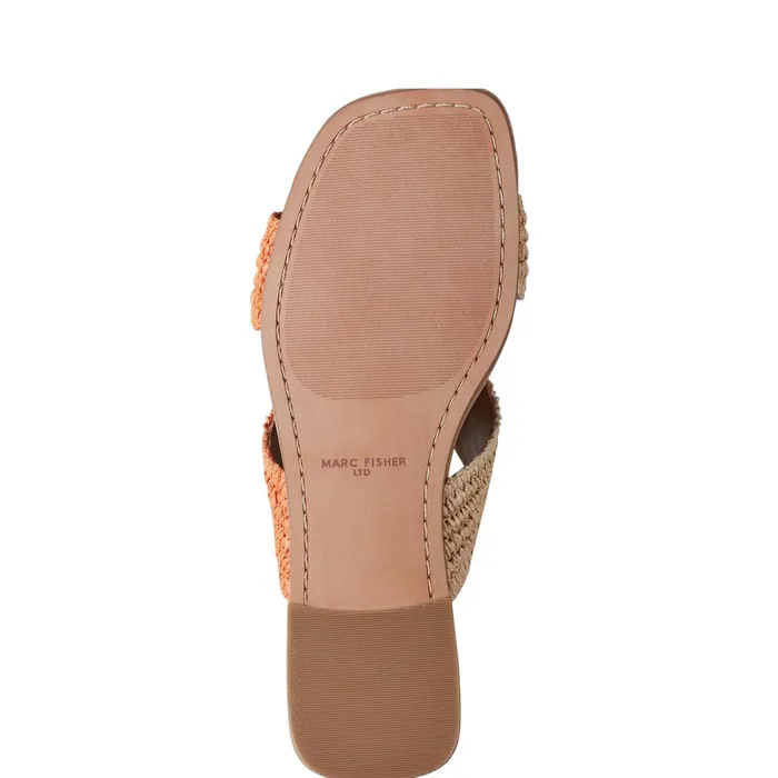 Women Navie Flat Sandal Orange Raffia Marc Fisher Sandals