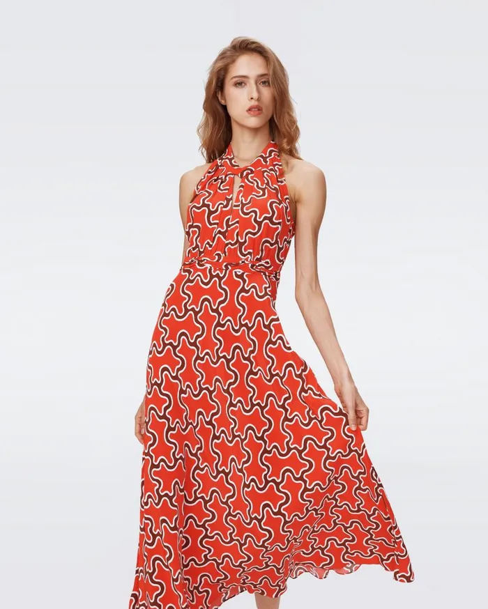 Women Nyck Dress Tiny Cloud Patch Red DVF Dresses