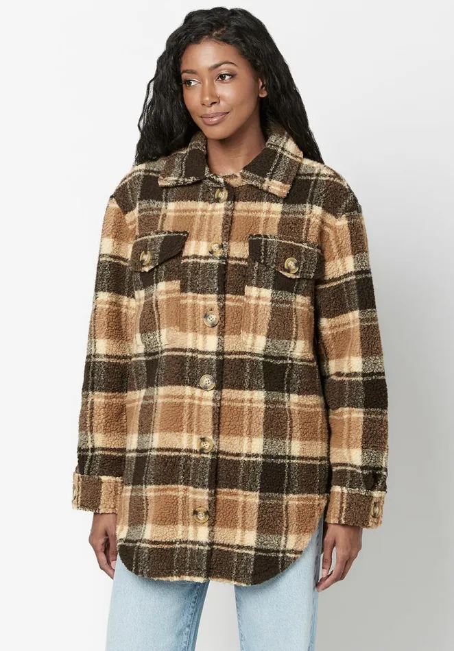 Women Oversize Sterling Sherpa Shacket Douglas Plaid Buffalo David Bitton Jackets