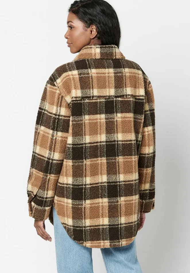 Women Oversize Sterling Sherpa Shacket Douglas Plaid Buffalo David Bitton Jackets
