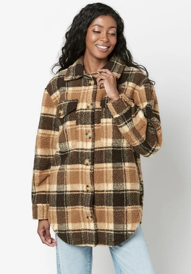 Women Oversize Sterling Sherpa Shacket Douglas Plaid Buffalo David Bitton Jackets
