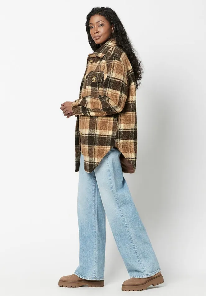 Women Oversize Sterling Sherpa Shacket Douglas Plaid Buffalo David Bitton Jackets