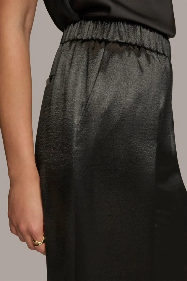 Women Pants Donna Karan PULLON WIDE LEG TROUSER Black