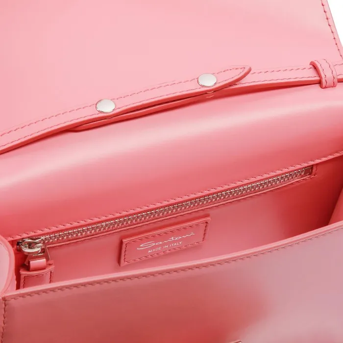 Women Pink Leather Crossbody Bag Santoni Bags