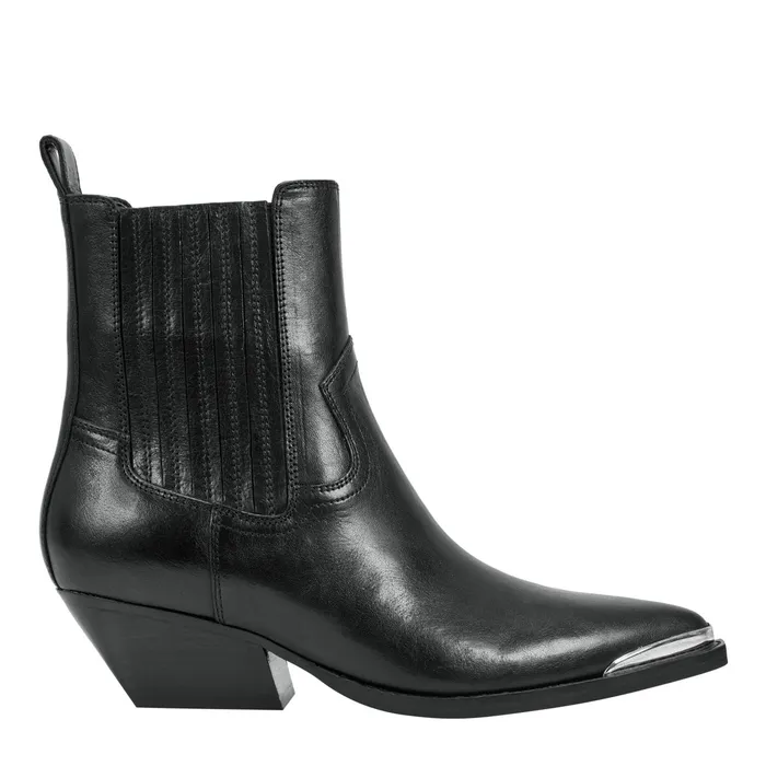 Women Pryce Western Bootie Black Leather Marc Fisher Booties