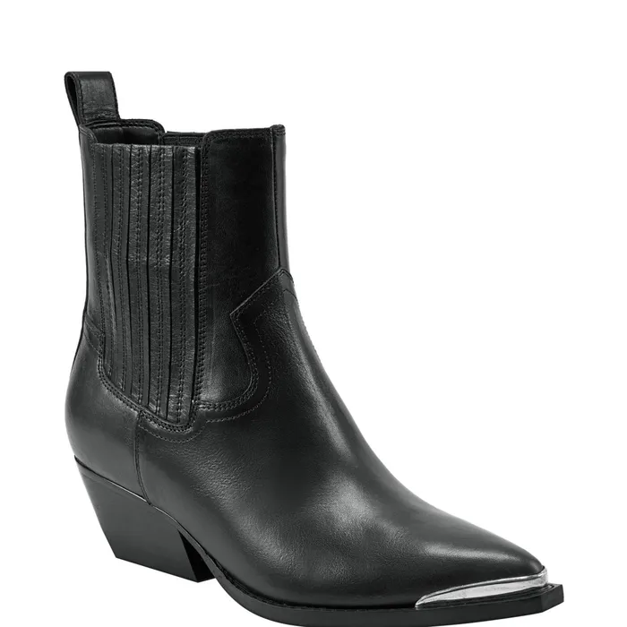 Women Pryce Western Bootie Black Leather Marc Fisher Booties