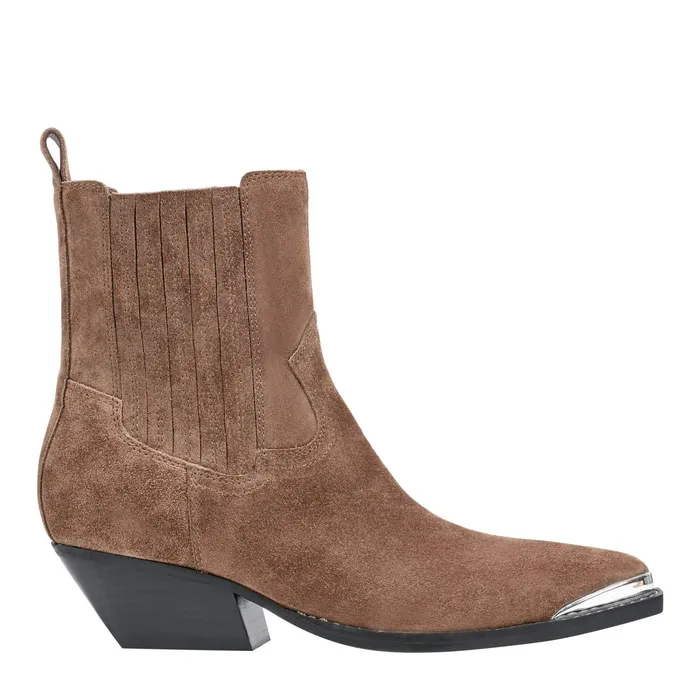 Women Pryce Western Bootie Natural Suede Marc Fisher Boots and Booties