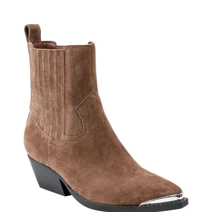 Women Pryce Western Bootie Natural Suede Marc Fisher Boots and Booties