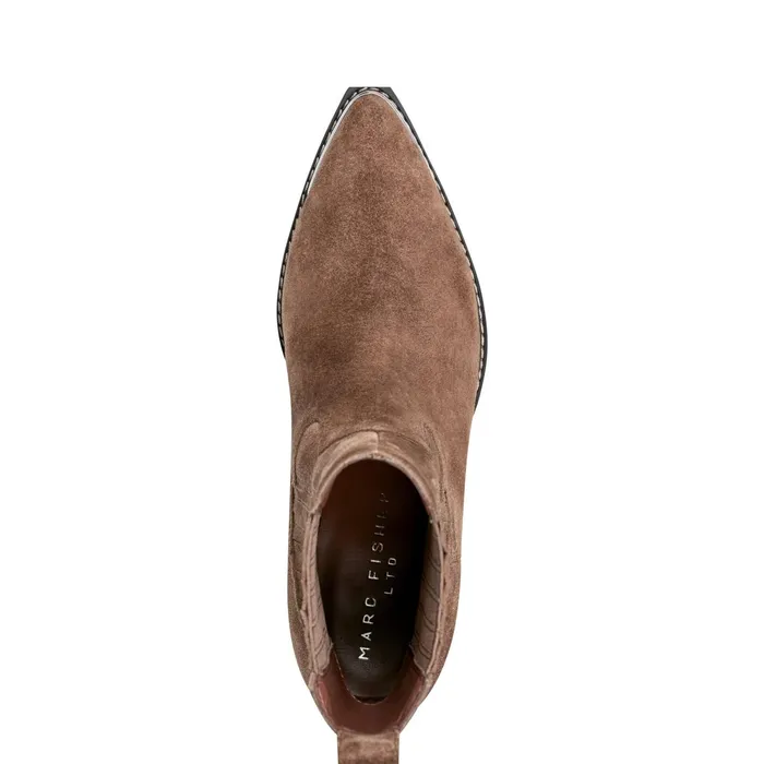 Women Pryce Western Bootie Natural Suede Marc Fisher Boots and Booties