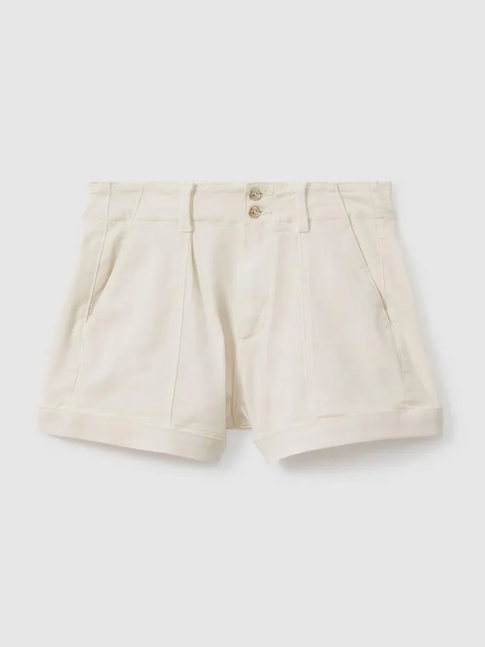 Women Reiss Brands High Rise Shorts With TurnedUp Hems Sand