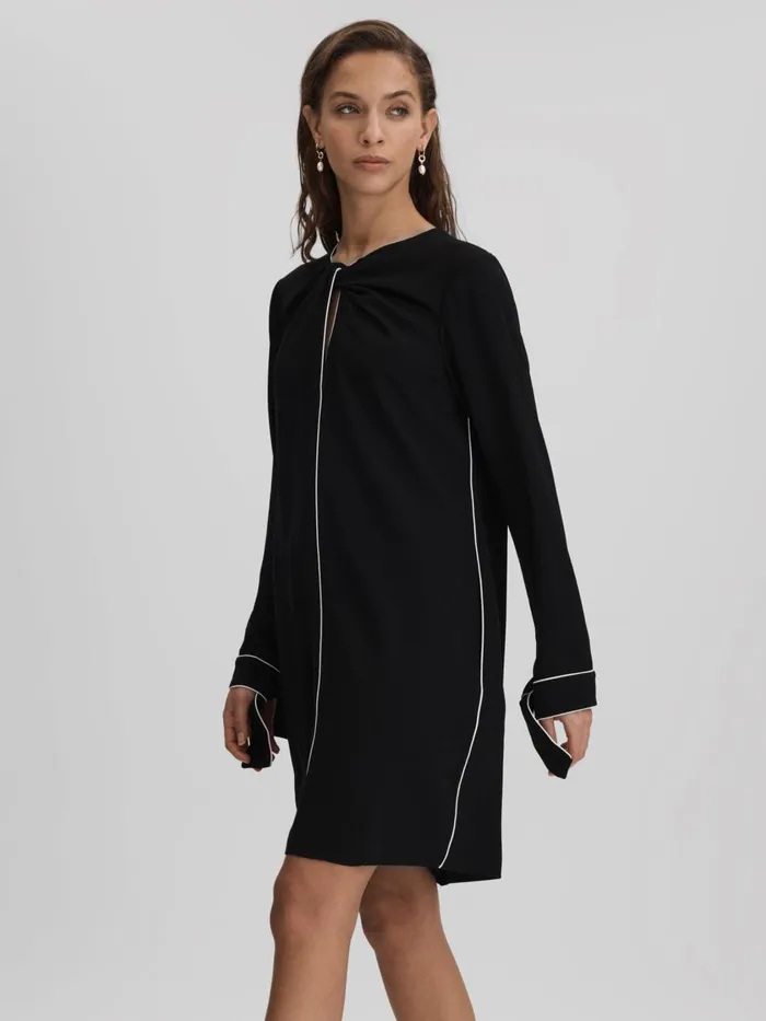 Women Reiss Dresses Eloise Shift Mini Dress Black