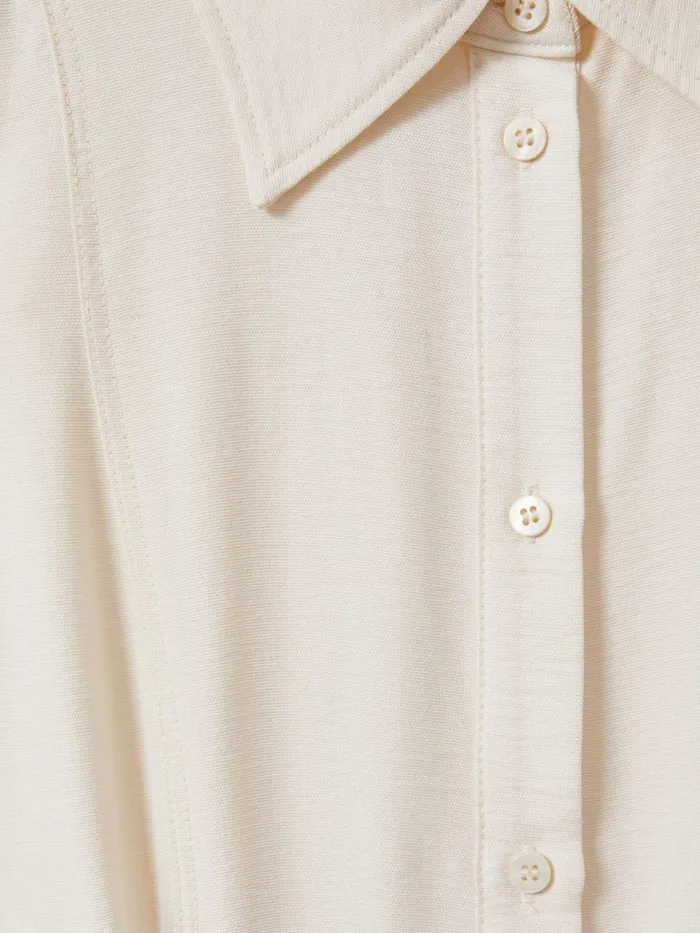 Women Reiss Dresses Morgan Viscose Blend Belted Shirt Dress Cream