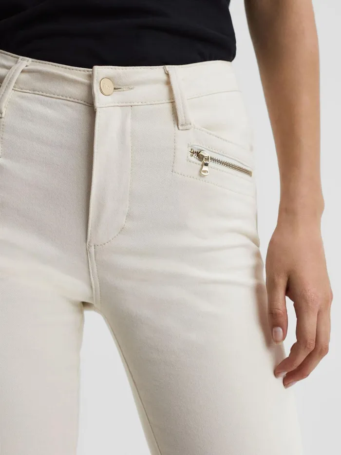Women Reiss Jeans High Rise Straight Leg Jeans Ecru