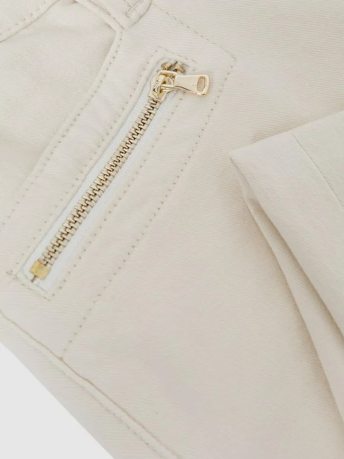 Women Reiss Jeans High Rise Straight Leg Jeans Ecru