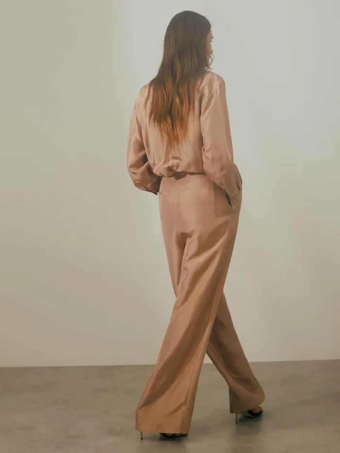 Women Reiss Jumpsuits and Playsuits Belted Wide Leg Jumpsuit Camel