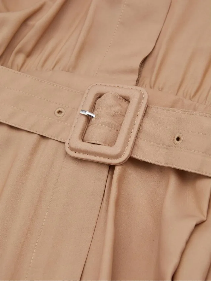 Women Reiss Jumpsuits and Playsuits Belted Wide Leg Jumpsuit Camel
