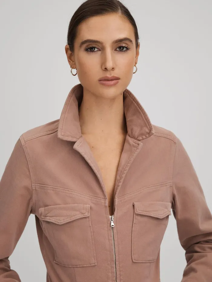 Women Reiss Jumpsuits and Playsuits Denim Jumpsuit Mauve
