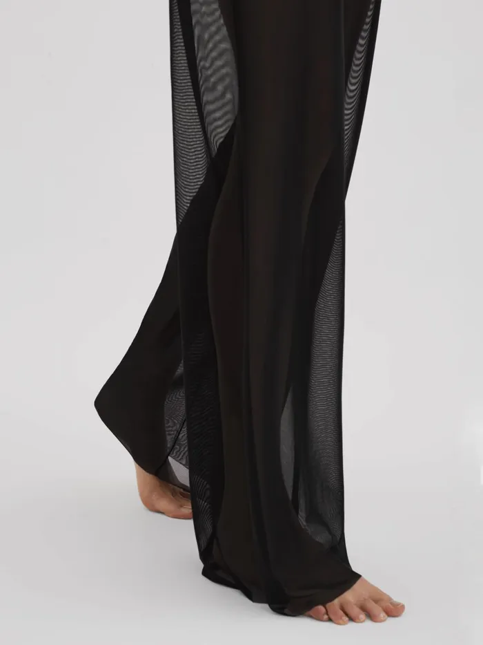Women Reiss Pants American Good American Sheer Mesh Drawstring Trousers Black