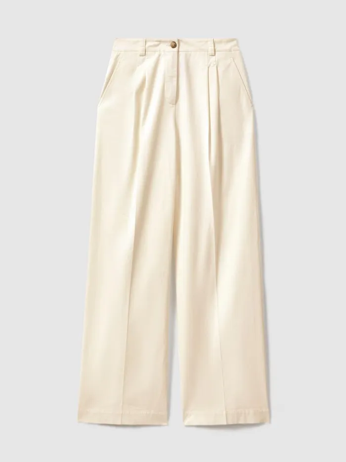 Women Reiss Pants Astrid Cotton Blend Wide Leg Trousers White