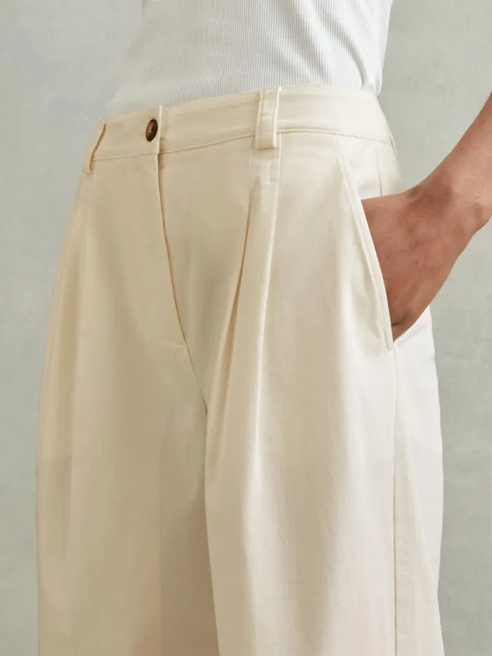 Women Reiss Pants Astrid Cotton Blend Wide Leg Trousers White