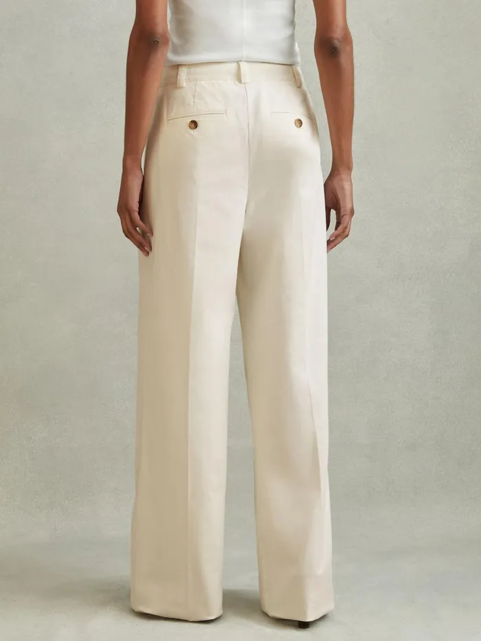 Women Reiss Pants Astrid Cotton Blend Wide Leg Trousers White