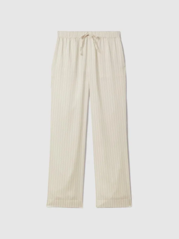 Women Reiss Pants F1 Monte Carlo Wide Leg Drawstring Trousers White Multi