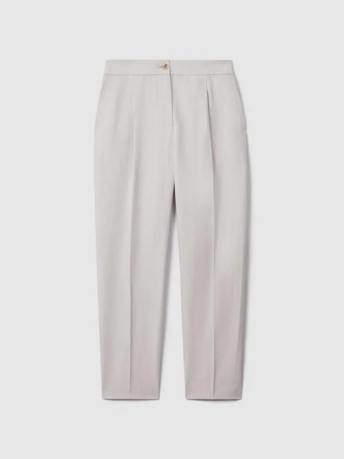 Women Reiss Pants Farrah Tapered Suit Trousers With TENCEL Fibers Light Grey