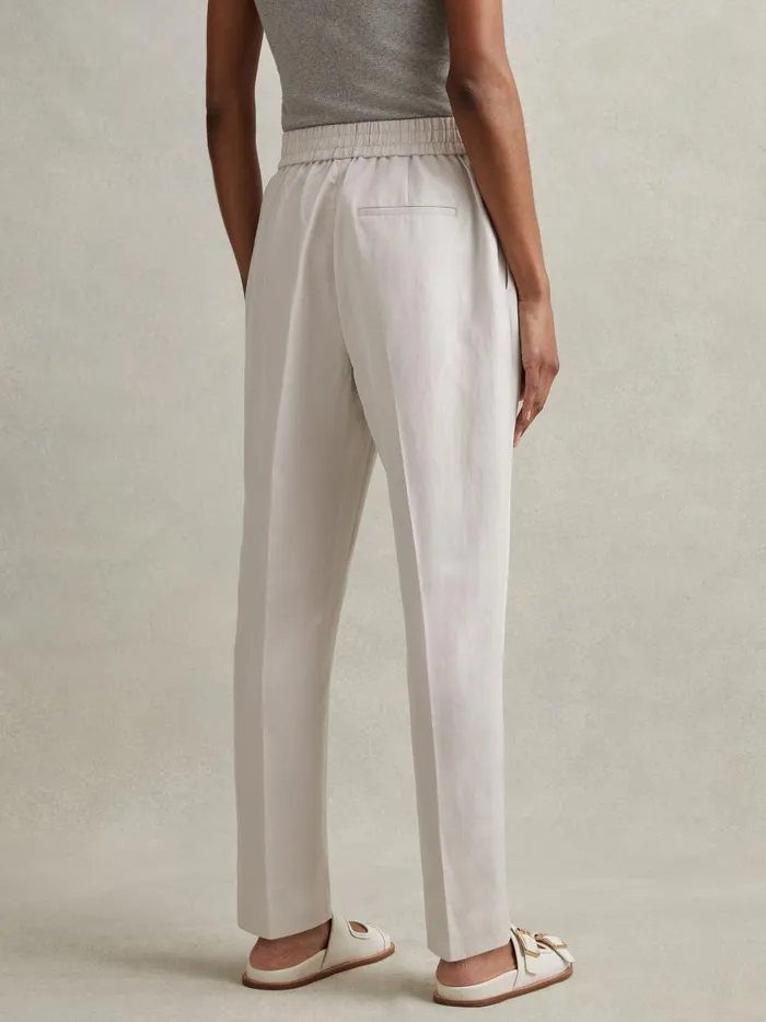 Women Reiss Pants Farrah Tapered Suit Trousers With TENCEL Fibers Light Grey