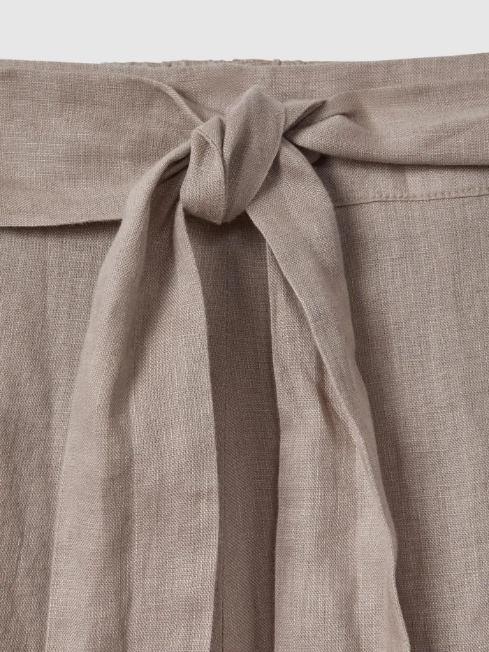Women Reiss Pants Harry Linen Side Split Trousers Taupe