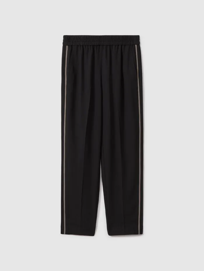Women Reiss Pants Remi Elasticated Side Stripe Trousers Black