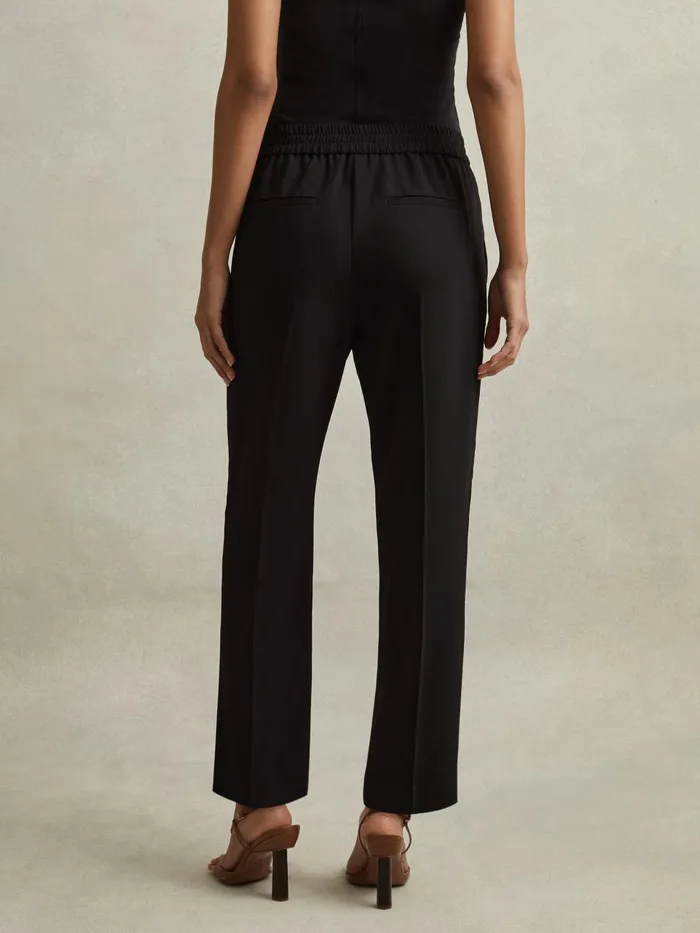 Women Reiss Pants Remi Elasticated Side Stripe Trousers Black