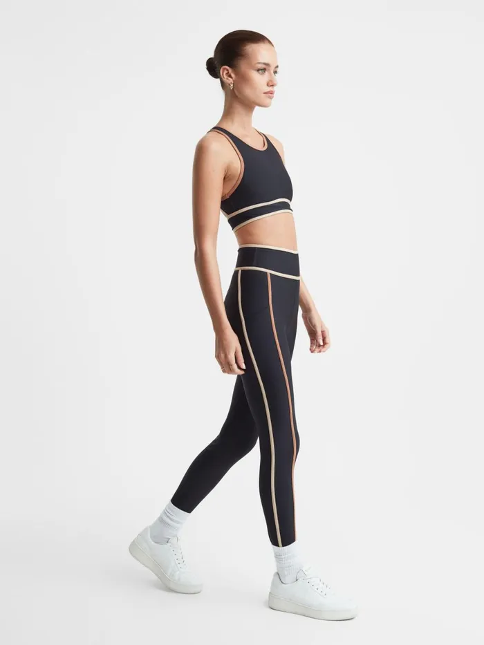 Women Reiss Pants Upside Contrast Trim Leggings Black