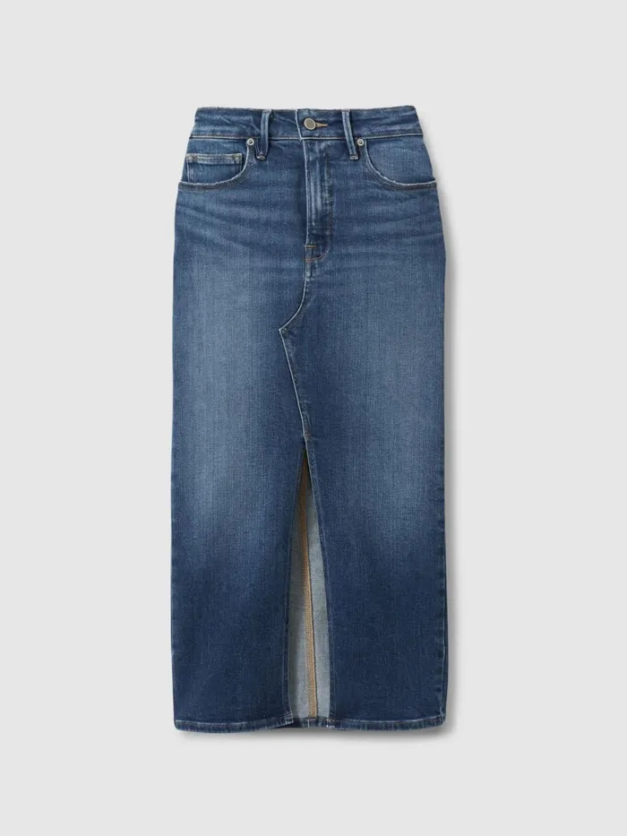 Women Reiss Skirts American Good American Denim Midi Skirt Blue