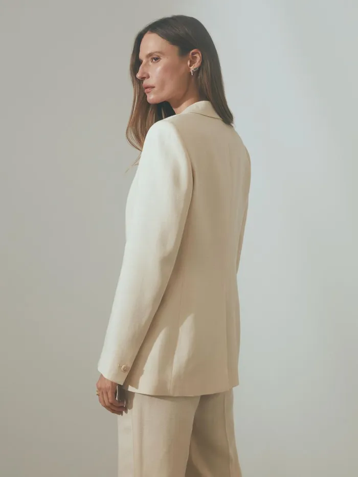 Women Reiss Suits and Tailoring Italian Textured Single Breasted Suit Blazer Blush